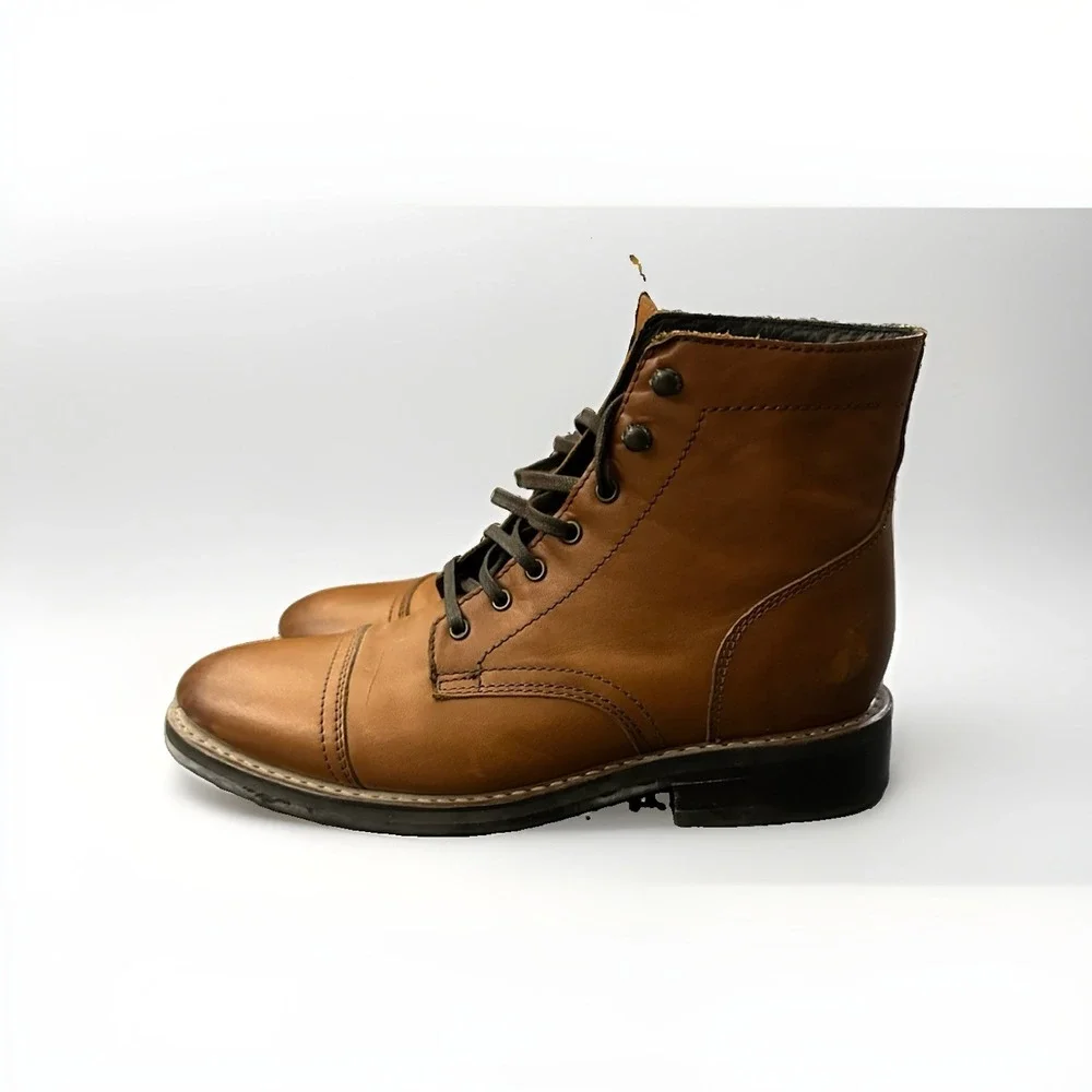 Size 10 Men's Thursday Boot Company Boots Captain Classic Brown Leather Cap Toe